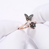 Inel din Aur Roz 14K cu Diamante ”Fluture”, articol 1012212, previzualizare video 1