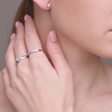 Inel din Aur Alb 14K cu Diamante, articol 1011730, previzualizare video 2