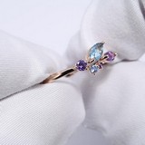 Inel din Aur Roz 14k cu Ametist, Topaz si Zirconiu, articol 716185, previzualizare video 1