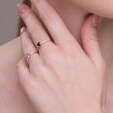 Inel din Aur Roz 14K cu Diamante si Safir, articol 2011169, previzualizare video 2