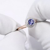 Inel din Aur Roz 14K cu Diamante si Tanzanit, articol 6014141, previzualizare video 1