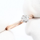 Inel din Aur Roz 14K cu Diamant, articol 1011760, previzualizare video 1