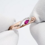 Inel din Aur Roz 14K cu Diamante si Rubin, articol 4010593, previzualizare video 1
