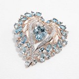 Brosa din Aur Roz 14K cu Topaz si Zirconiu, articol 740381, previzualizare video 1