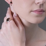 Inel din Aur Roz 14k cu Cuart Fumuriu si Zirconiu, articol 714251, previzualizare video 2