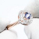 Inel din Aur Roz 14K cu Diamante si Tanzanit, articol 6014070, previzualizare video 1