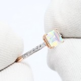 Inel din Aur Roz 14K cu Opal natural si Zirconiu, articol 716764, previzualizare video 1