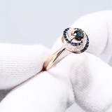 Inel din Aur Roz 14K cu Diamante si Safir , articol 2011051, previzualizare video 1