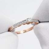 Inel din Aur Roz 14K cu Diamante, articol 1011789, previzualizare video 1