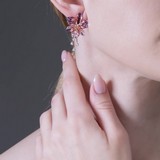 Cercei din Aur Roz 14K cu Diamante si Email, articol 6029007, previzualizare video 2