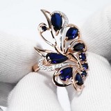 Inel din Aur Roz 14K cu Corund safir sint. Si Zirconiu, articol 716068, previzualizare video 1