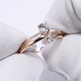 Inel din Aur Roz 14K cu Zirconiu, articol 018484, previzualizare video 1