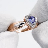 Inel din Aur Roz 14K cu Diamante si Tanzanit, articol 6014119, previzualizare video 1