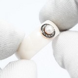 Inel din Ceramica cu Aur Roz 14K, Diamante si Perla, articol 6015110, previzualizare video 1