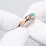 Inel din Aur Roz 14K cu Diamante si Smarald , articol 3010525, previzualizare video 1