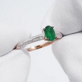 Inel din Aur Roz 14K cu Diamante si Smarald, articol 3010599, previzualizare video 1