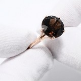 Inel din Aur Roz 14K cu Cuart fumuriu, articol 716515, previzualizare video 1