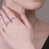 Inel de logodna din Aur Roz 14K cu Diamante si Tanzanit, articol 6014085, previzualizare video 2