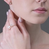 Inel din Aur Roz 14K cu Perla si Zirconiu , articol 791165, previzualizare video 2