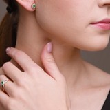 Cercei din Aur Roz 14K cu Diamante si Smarald, articol 3020432, previzualizare video 2