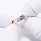 Inel din Aur Roz 14K cu Diamante si Tanzanit, articol 6014051, previzualizare video 1